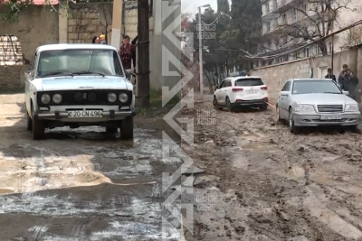 Gəncənin Cavad Rəfibəyli küçəsində olan asfaltı dağıtdılar