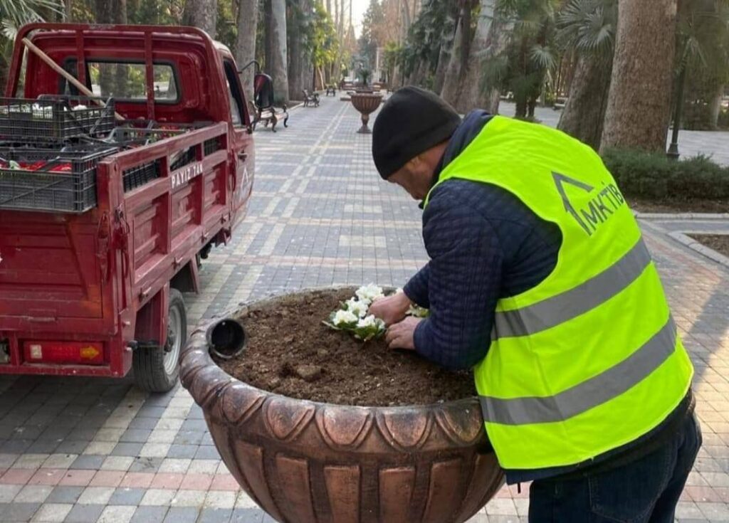 Xan Bağına yazın gəlişini xəbər verən güllər əkilib