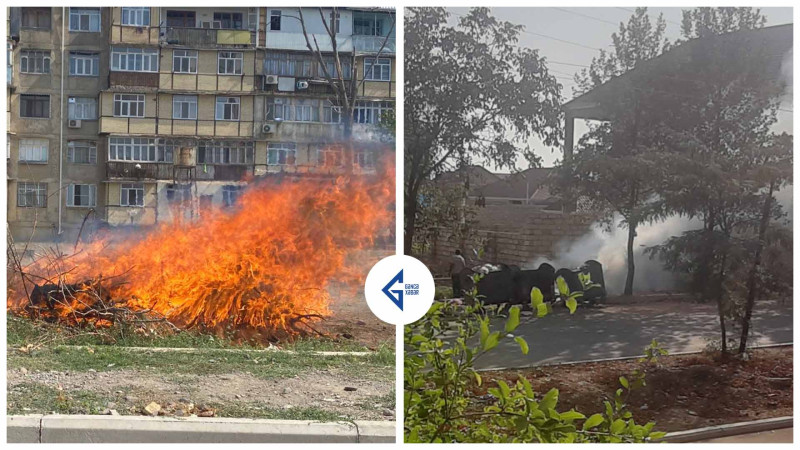 Gəncə: küçələrdə zibil yandırılır