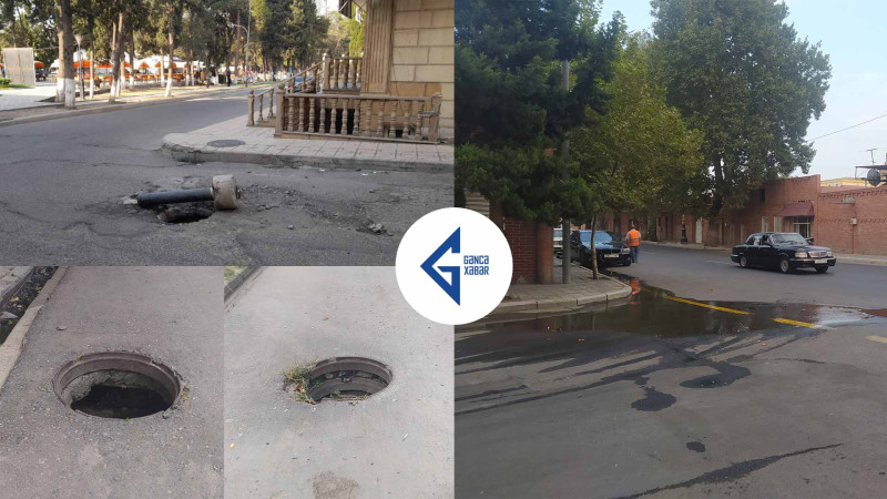 Gəncənin bir sıra küçələrində kanalizasiya quyularının qapaqları yoxdur