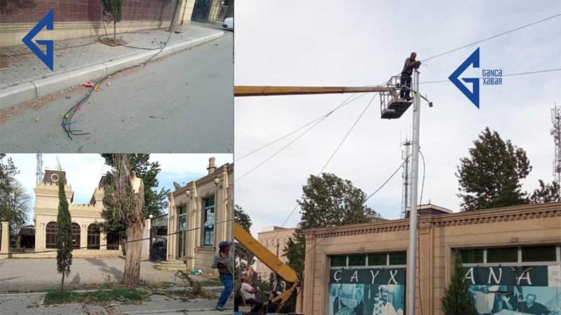 Gəncədə güclü külək nəticəsində elektrik naqilləri qırılıb