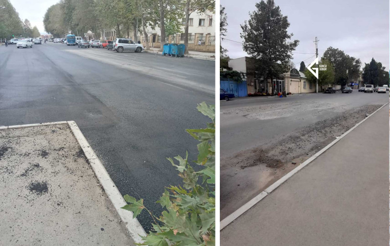 Gəncədə bir yol yamaqlanıb, digəri isə köhnə halında qalır