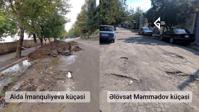 Gəncədə iki küçə: birində asfalt yoxdur, ikincisi bərpa olunmayıb
