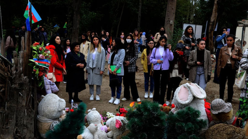 Gəncə Dövlət Universitetinin tələbələri terror zamanı raket düşən əraziyə baş çəkiblər