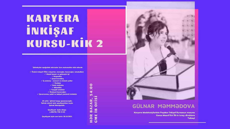 Gəncədə 3 aylıq karyera inkişaf kursuna qeydiyyat başlayıb