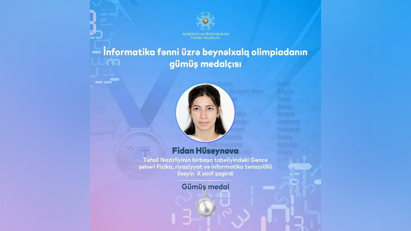 Gəncəli şagird beynəlxalq yarışda ölkəmizdə ilk medal qazanan xanım olub