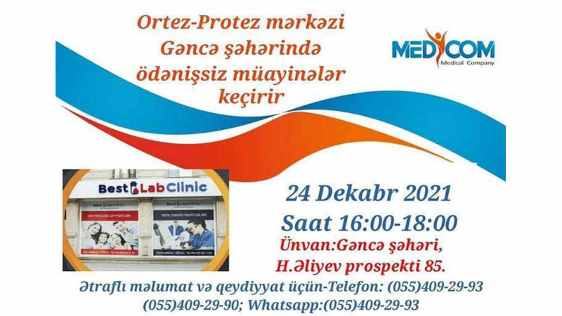 Gəncədə Ortez-protez mərkəzi ödənişsiz müayinə həyata keçirir