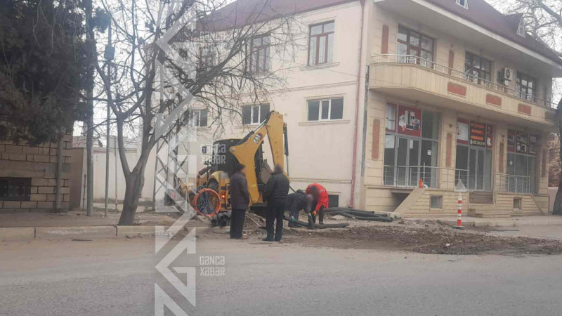 Gəncənin Oğuz küçəsində elektrik nəqilləri dəyişdirilir