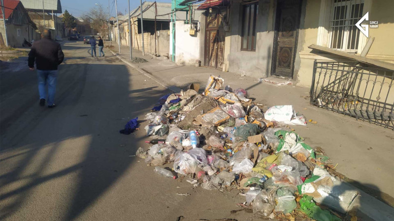 Gəncədə tullantı qablarının olmasına baxmayaraq zibillər küçəyə atılır