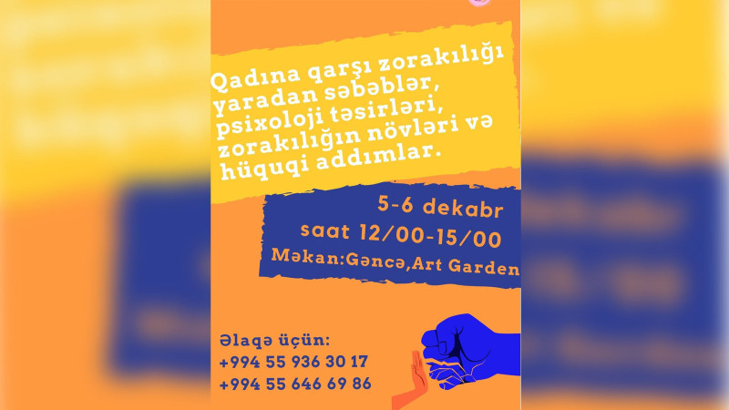 Gəncədə Qadına qarşı zorakılıq mövzusunda təlim keçiriləcək