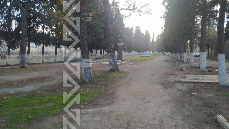 Gəncədə park təmizlənib: tullantılar yığışdırılıb, sınıq oturacaqlar isə qalıb