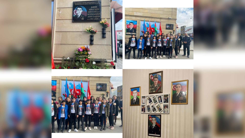 Gəncədə şagirdlər şəhid ailəsi ilə görüşüblər