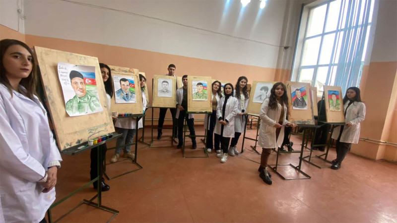 GDU tələbələri şəhidlərimizin portretlərini canlandırıblar