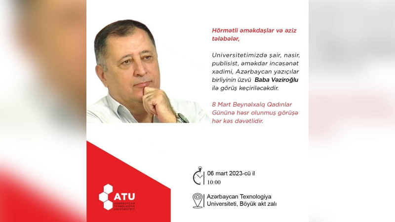 UTECA-da şair Baba Vəziroğlu ilə görüş baş tutacaq