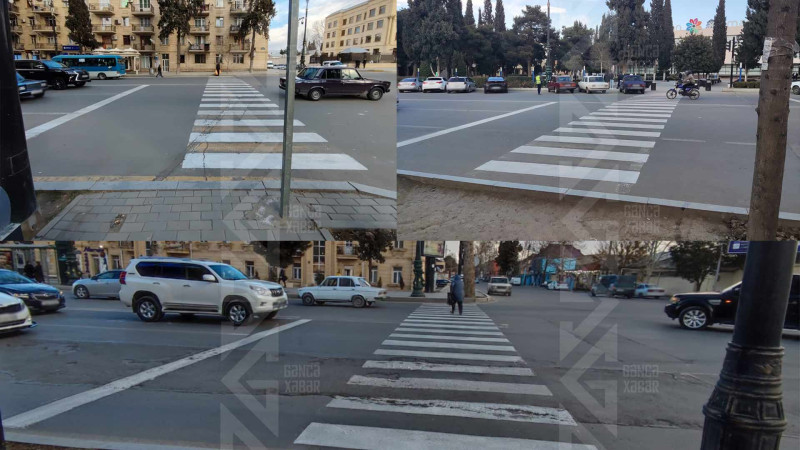 Şəhərin mərkəzində “zebra”lar bərpa olunub