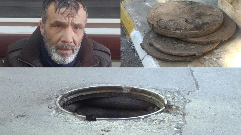 Polis kanalizasiya qapaqlarını oğurlayan şəxsi saxlayıb