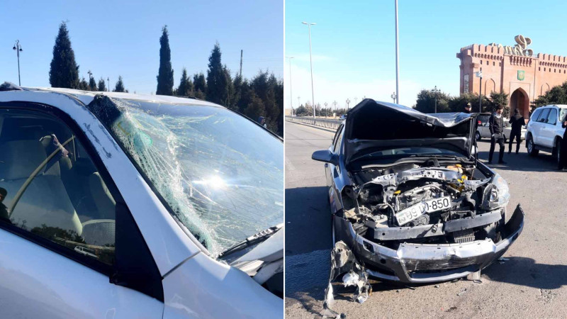 İki maşın toqquşub: iki nəfər xəsarət alıb