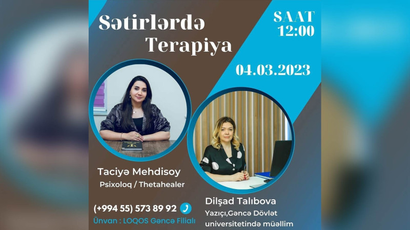 “Sətirlərdə Terapiya” adlı tədbir təşkil olunacaq