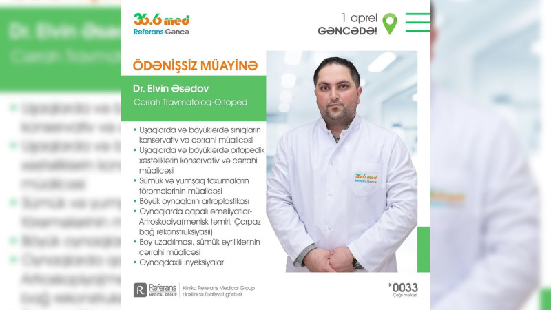 Bakıdan gələn həkim ödənişsiz müayinə edəcək