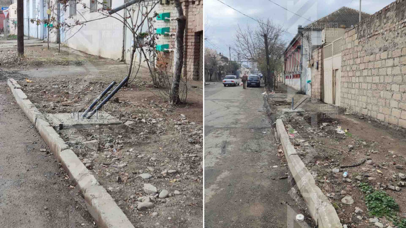 Ordubadi küçəsində işıq dirəkləri quraşdırılır