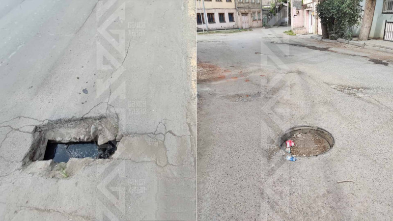 Ağzı açıq və yol səthindən aşağıda yerləşən növbəti lüklər