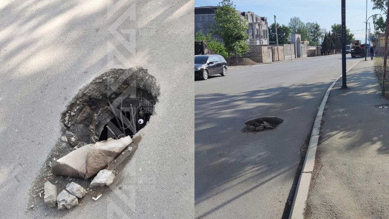 Dubay bazarına aparan yolda lükün ağzı açıq qalıb