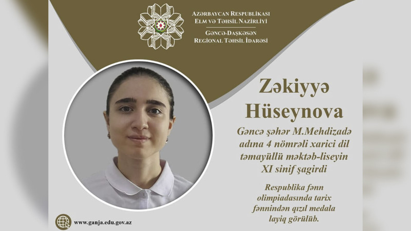Məktəblimiz RFO-da qızıl medal qazanıb