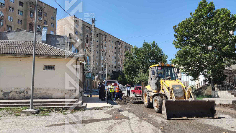 Mahrasa bağının su borusu partlayan ərazisində təmir işlərinə başlanıb