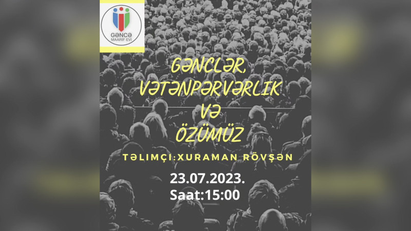 Maarif Evində gənclər üçün təlim baş tutacaq