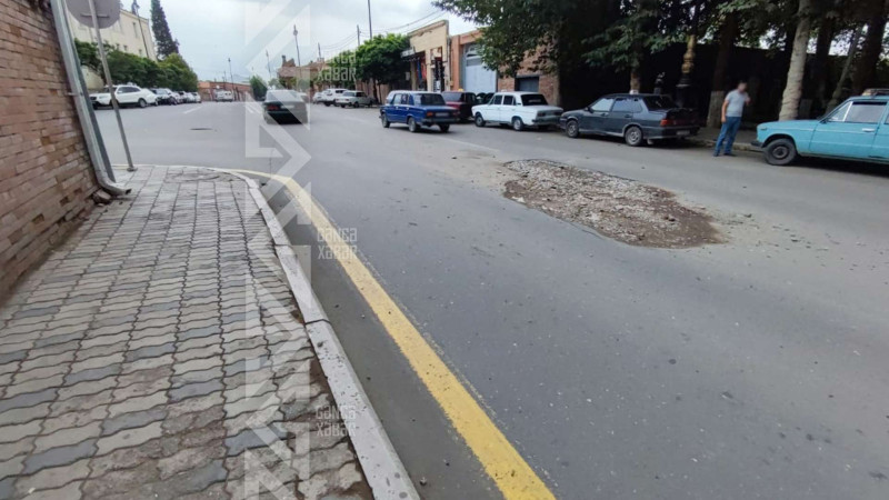 Avtomobil yolunda əmələ gəlmiş çuxur aradan qaldırılıb
