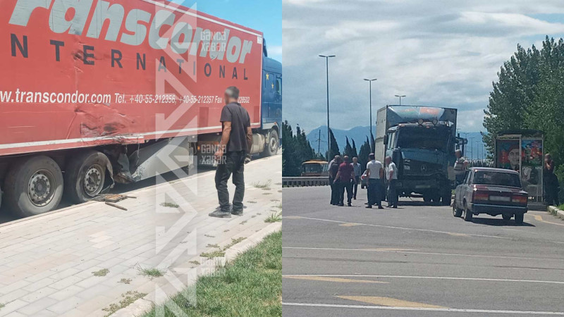 İki yük maşını qəza törədib