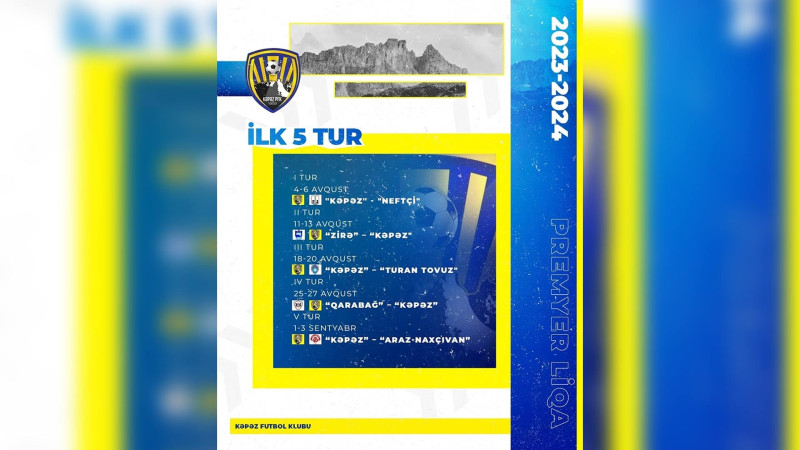 Yeni mövsümdə oyunların cədvəli açıqlanıb