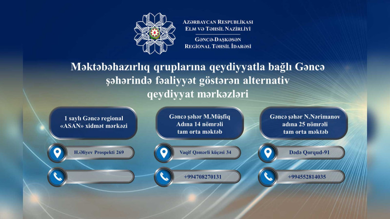 Qeydiyyat üçün dəstək istəyən valideynlərin nəzərinə