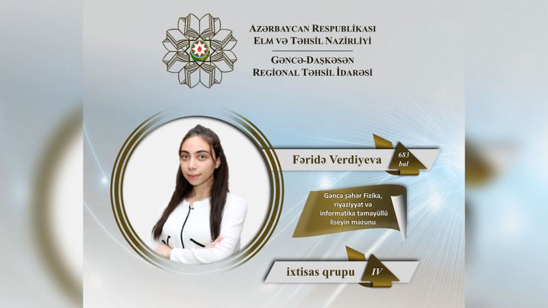 Qəbul imtahanında ən yüksək nəticə əldə edən məzunumuz bəlli olub