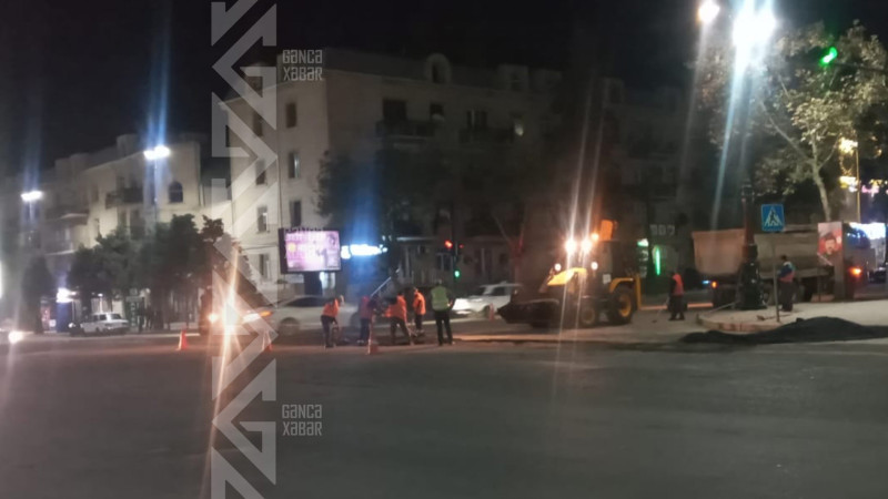 Şəhərin mərkəzində qazılmış hissəyə yamaq vurulub