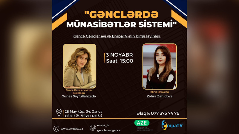 Gənclərdə Münasibətlər Sistemi” mövzusunda təlim baş tutacaq