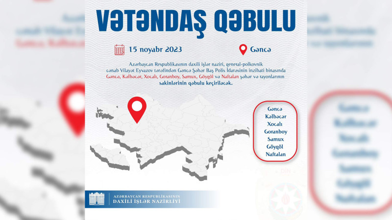 Vilayət Eyvazov sakinləri qəbul edəcək