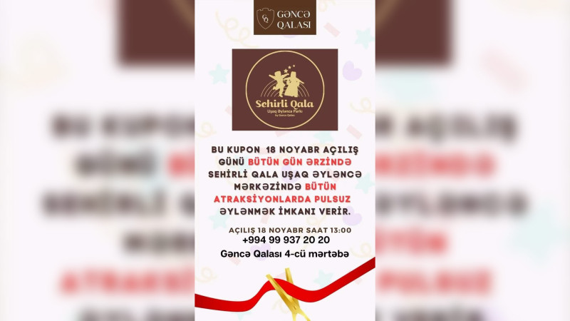 Bir gün boyunca uşaqlara attraksionlardan pulsuz istifadə haqqı veriləcək