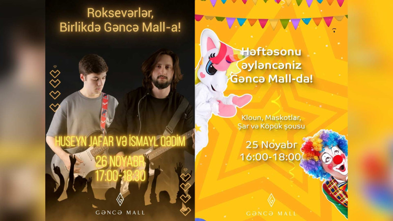 Gəncə Mall-da iki gün əyləncə proqramı olacaq