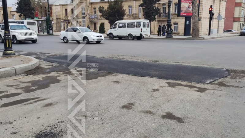 Prospekt və küçənin kəsişməsindəki çöküntü təmir edilib