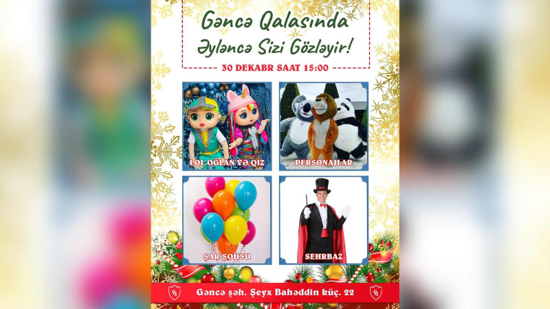 Uşaqlar üçün ödənişsiz əyləncə keçiriləcək