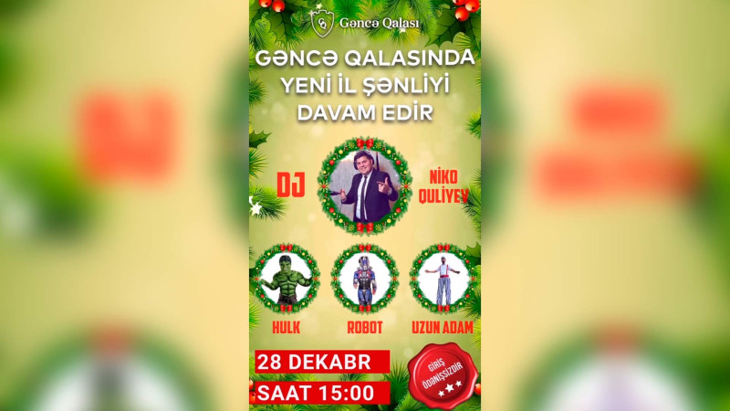 Sakinlər üçün ödənişsiz Yeni İl şənliyi keçiriləcək