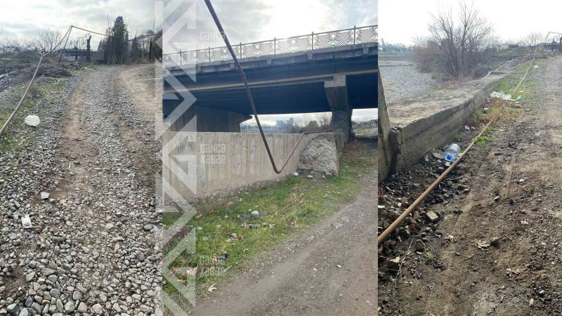 Şəhərin bir küçəsində borulardan qaz sızır