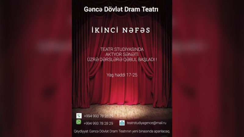 Aktyor sənəti üzrə dərslər almaq istəyənlərin nəzərinə