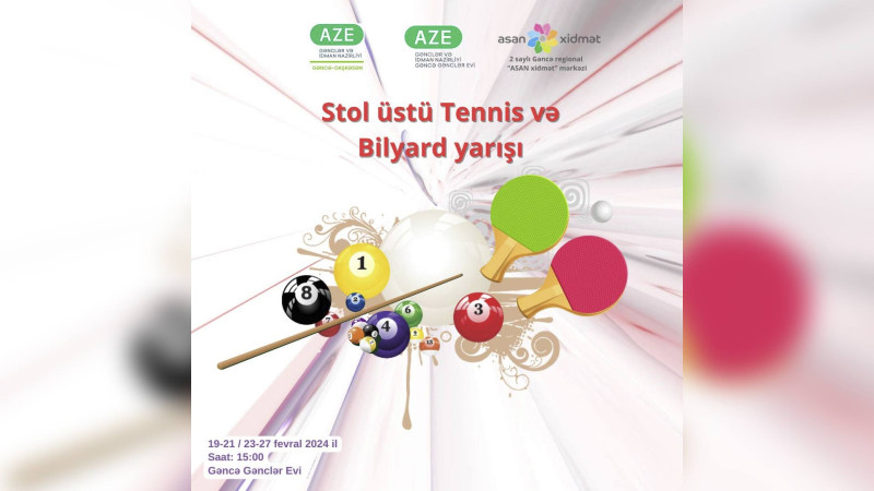 Stolüstü tennis və bilyard yarışları keçiriləcək
