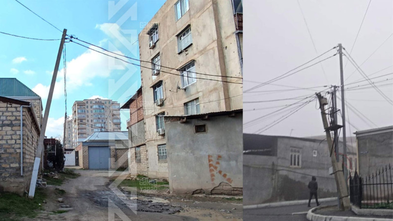 Şəhərin iki yerində dirəklər əyilib