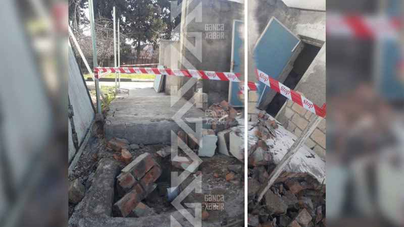 Universitetin həyətində divar aşıb: bir nəfər xəsarət alıb