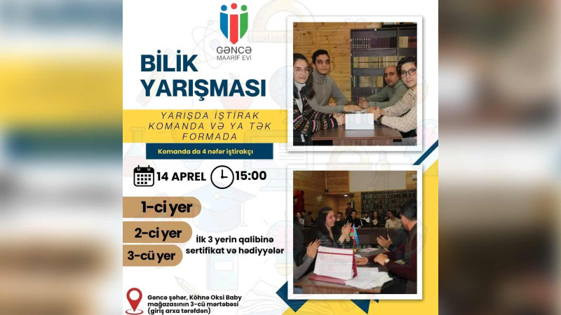 Gənclər üçün intellektual oyun keçiriləcək