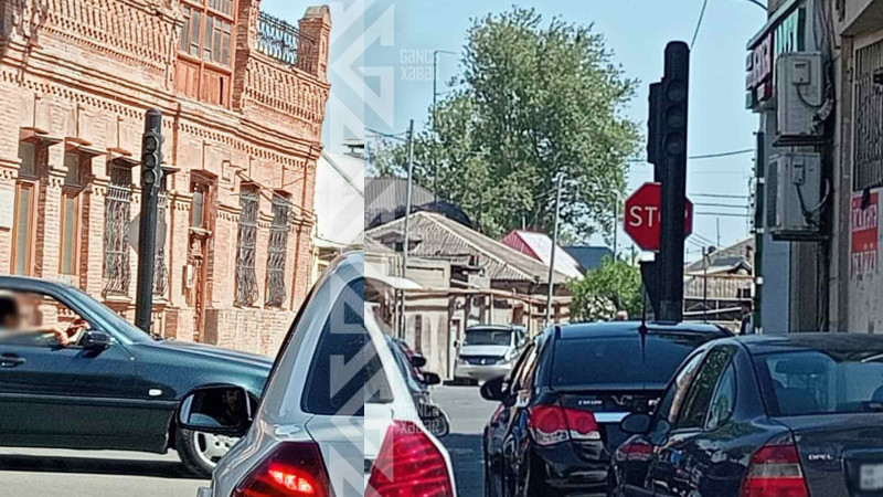 Kəsişmələrin birində işıqfora görə sıxlıq müşahidə olunur