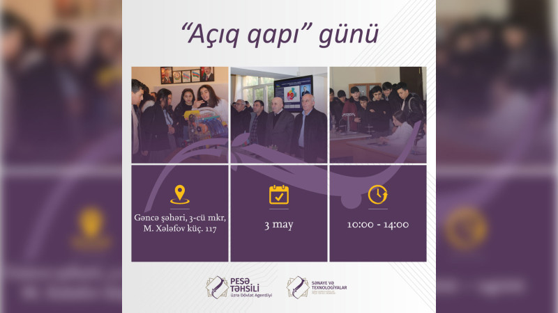 Peşə Təhsil Mərkəzi tərəfindən Açıq qapı günü olacaq